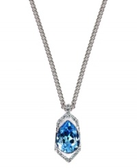 Up your wow factor with Givenchy's gorgeous teardrop pendant. Crafted in imitation rhodium-plated mixed metal, round and teardrop-cut aqua and sapphire crystals create a shimmering effect. Approximate length: 16 inches. Approximate drop: 1-1/4 inches. Up your wow factor with Givenchy's gorgeous teardrop pendant. Crafted in imitation rhodium-plated mixed metal, round and teardrop-cut aqua and sapphire crystals create a shimmering effect. Approximate length: 16 inches. Approximate drop: 1-1/4 inches.