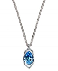 Up your wow factor with Givenchy's gorgeous teardrop pendant. Crafted in imitation rhodium-plated mixed metal, round and teardrop-cut aqua and sapphire crystals create a shimmering effect. Approximate length: 16 inches. Approximate drop: 1-1/4 inches.