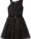 Bloome Girls 7-16 Faux One Shoulder Sparkle Dress, Black, 12