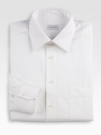 A classic look in fine Italian cotton. Moderate spread collar Barrel cuffs; chest pocket Shirttail hem Machine wash or dry clean Imported A classic look in fine Italian cotton. Moderate spread collar Barrel cuffs; chest pocket Shirttail hem Machine wash or dry clean Imported