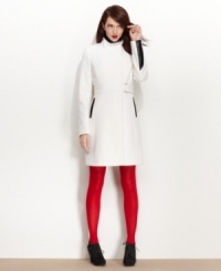 Via Spiga offsets crisp tailoring with sleek faux-leather trim. It's a sophisticated way to add edge to a classic silhouette. Via Spiga offsets crisp tailoring with sleek faux-leather trim. It's a sophisticated way to add edge to a classic silhouette.