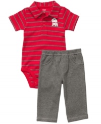 Playtime pals! He'll love sporting man's best friend during all his daytime activities in this comfy bodysuit and pant set from Carter's. Playtime pals! He'll love sporting man's best friend during all his daytime activities in this comfy bodysuit and pant set from Carter's.