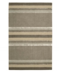 Linear designs are accented with exotic faux silk to create a timeless palette in the Sahara area rug from Calvin Klein. Crafted by skilled artisans in India, it features generously thick wool and viscose fibers woven to create remarkable strength and impeccable elegance. Linear designs are accented with exotic faux silk to create a timeless palette in the Sahara area rug from Calvin Klein. Crafted by skilled artisans in India, it features generously thick wool and viscose fibers woven to create remarkable strength and impeccable elegance.