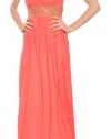 Aidan Mattox Silk Chiffon Beaded Gown Dress