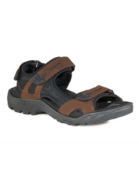 These rugged men's sandals are tough enough for the trails and comfortable enough for the beach. These rugged men's sandals are tough enough for the trails and comfortable enough for the beach.
