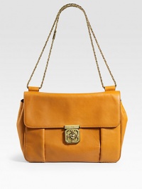 A pop of vivid color takes this roomy calfskin design to the next level, featuring an adjustable chain to be worn long across the body or doubled, over the shoulder.Adjustable shoulder to crossbody chain, 11 or 17 drop Turnlock flap closure One inside open pocket Leather lining 13W X 9H X 3D Made in Italy A pop of vivid color takes this roomy calfskin design to the next level, featuring an adjustable chain to be worn long across the body or doubled, over the shoulder.Adjustable shoulder to crossbody chain, 11 or 17 drop Turnlock flap closure One inside open pocket Leather lining 13W X 9H X 3D Made in Italy
