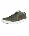Set your style to cruise control with the never-fail fresh feel of these weekend-ready leather men's sneakers from GUESS?.