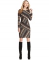 Look sharp this fall in Evan Picone's latest knit dress, fashioned in a stylish geometric-inspired pattern.