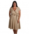 Jones New York Cap Sleeve Wrap Dress 24W Chino