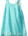 Bonnie Jean Girls 2-6X Lace Shift Dress, Aqua, 5