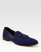 Classic loafer style is decorated with a front tassel, crafted in supple suede.Suede upperLeather liningLeather soleMade in Italy