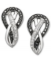 Tie up your look with chic knots to frame your face. This unique stud design by Wrapped in Love™ features round-cut black diamonds (1/6 ct. t.w.) and white diamond accents set in sterling silver. Approximate drop: 3/4 inches.