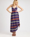 Woven maxi dress with adjustable shoulder straps and side knot detail in a stripe serape print.V-neckEmpire bandSide pocketsInvisible back zipperAbout 40 from natural waistCottonDry cleanImported Model shown is 5'9½ (176cm) wearing US size Small 