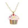 Kid's Cupcake Crystal & Enamel Pendant Necklace in Cup Cake shaped Gift Jewelry BOX