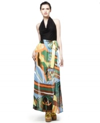 A graphic owl print adds a boldly irreverent appeal to this Neon maxi skirt -- perfect for standout style!