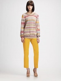 Soft, colorful stripes and a unique V-back define this cozy wool design.Rib-knit crewneck, cuffs and hemLong sleevesV backWoolDry cleanMade in SwitzerlandModel shown is 5'9 (175cm) wearing US size 4. Soft, colorful stripes and a unique V-back define this cozy wool design.Rib-knit crewneck, cuffs and hemLong sleevesV backWoolDry cleanMade in SwitzerlandModel shown is 5'9 (175cm) wearing US size 4.