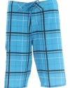 Quiksilver Men's Lights On Plaid Boardshorts Blue Plaid 4 Way Stretch