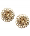 Floral framework. These fresh earrings by Jones New York lend a lovely look with a detailed floral design. Crafted in worn gold tone mixed metal. Clip-on backing for non-pierced ears. Approximate diameter: 1-1/4 inches.