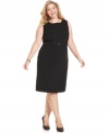 Tahari by ASL's plus size sheath features a unique buckle-like detail for added flair. Pair it with the coordinating blazer or try it with a chic cardigan.