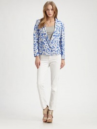 An impeccably-tailored double-breasted blazer rendered in a bold ikat print.Notch collarDefined shouldersDouble button closureFlap pocketsAbout 22 from shoulder to hem64% rayon/32% viscose/4% elastaneDry cleanImportedModel shown is 5'9 (175cm) wearing US size 4.OUR FIT MODEL RECOMMENDS ordering true size. An impeccably-tailored double-breasted blazer rendered in a bold ikat print.Notch collarDefined shouldersDouble button closureFlap pocketsAbout 22 from shoulder to hem64% rayon/32% viscose/4% elastaneDry cleanImportedModel shown is 5'9 (175cm) wearing US size 4.OUR FIT MODEL RECOMMENDS ordering true size.