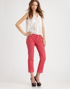 Brightly-hued denim, cuffed and cropped in a relaxed straight-leg silhouette.THE FITNatural fitRise, about 9Inseam, about 26THE DETAILSZip flyFive-pocket styleBack patch pockets97% cotton/3% LycraMachine washMade in USA of imported fabricModel shown is 5'10 (177cm) wearing US size 4.