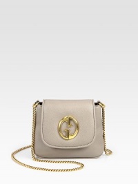 Italian leather with oval GG logo hardware and goldtone chain strap.Shoulder strap, 19½ drop Flap and snap closure Inside open pocket Fully lined About 7W X 5H X 2¼D Made in Italy Italian leather with oval GG logo hardware and goldtone chain strap.Shoulder strap, 19½ drop Flap and snap closure Inside open pocket Fully lined About 7W X 5H X 2¼D Made in Italy