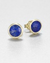 From the Jaipur Resort Collection. Faceted domes of richly hued, gold-flecked lapis are beautifully set in hand-engraved gold frames with a brushstroke texture for these studs of modern elegance.Lapis18k yellow goldDiameter, about .5Post backMade in Italy