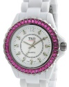 TKO ORLOGI Women's TK608-WFS Ceramix-Ice White Acrylic Pink Crystals Watch