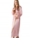 Classic Long Satin Robe with Contrast Trim, Sizes Small to 3X