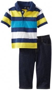 Nautica Sportswear Kids Baby-boys Infant Short Sleeve Striped Polo with Denim Jean, Lemonade, 18 Months Nautica Sportswear Kids Baby-boys Infant Short Sleeve Striped Polo with Denim Jean, Lemonade, 18 Months