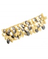 Incorporate a little fall foliage into your look with this fashionable find. Kenneth Cole New York's chic cluster bracelet features polished leaves in gold and hematite-plated mixed metal. Approximate length: 7-1/2 inches.