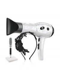 Wrapped in limited-edition lace, the Featherweight is as feminine as it is powerful, drying hair up to 60% faster while creating a smooth and shiny finish. Set includes: Hair dryer, microfiber towel, barrel brush and floral lace headband. Wrapped in limited-edition lace, the Featherweight is as feminine as it is powerful, drying hair up to 60% faster while creating a smooth and shiny finish. Set includes: Hair dryer, microfiber towel, barrel brush and floral lace headband.