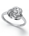 The look of love. Swirls of 14k white gold surrounding a round-cut diamond (1/10 ct. t.w.) turn Wrapped in Love's™ knot-shaped ring into a timeless piece.