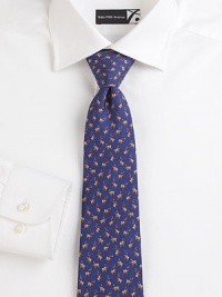 A handsome yet sporty printed design of colorful horses and jockeys woven in fine Italian silk.SilkDry cleanMade in Italy A handsome yet sporty printed design of colorful horses and jockeys woven in fine Italian silk.SilkDry cleanMade in Italy
