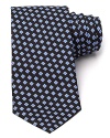 BOSS Black's classic silk tie is both modern and timeless in a geometric square print.