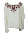Beyond VintAGe Womens Embroidered Poncho Top