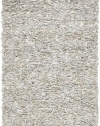 Safavieh Leather Shag Collection Metro Handmade Leather Area Rug,Grey and White