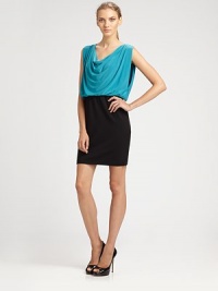 A colorful, artfully draped bodice crowns a sexy, fitted skirt for the look of cleverly married separates.Cowl necklineSleevelessFitted skirtBack keyhole with covered button closuresFully linedAbout 19 from natural waist94% polyester/6% spandexDry cleanImportedModel shown is 5'10 (177cm) wearing US size 4. A colorful, artfully draped bodice crowns a sexy, fitted skirt for the look of cleverly married separates.Cowl necklineSleevelessFitted skirtBack keyhole with covered button closuresFully linedAbout 19 from natural waist94% polyester/6% spandexDry cleanImportedModel shown is 5'10 (177cm) wearing US size 4.