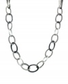Long story: Alfani updates a classic chain link necklace with this long, fashionable frontal style. Crafted in antique silver tone and hematite tone mixed metal. Approximate length: 32 inches.