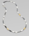 From the Willow Collection. This elegant strand of contrasting, hammered leaf shapes - white and blackened sterling silver and 24k yellow gold - is at once modern and earthy.Sterling silver 24k yellow gold Chain length, about 16 Pelican clasp Imported