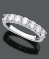 This 14k white gold ring with seven round-cut diamonds (1 ct. t.w.) is the perfect way to commemorate your anniversary.