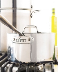 All-Clad's high-performance saucepan is constructed with a durable stainless steel interior, a pure aluminum core and a hand-polished magnetic stainless steel exterior. Features a riveted, stay-cool handle. Dishwasher safe. Manufacturer's limited lifetime warranty. All-Clad's high-performance saucepan is constructed with a durable stainless steel interior, a pure aluminum core and a hand-polished magnetic stainless steel exterior. Features a riveted, stay-cool handle. Dishwasher safe. Manufacturer's limited lifetime warranty.
