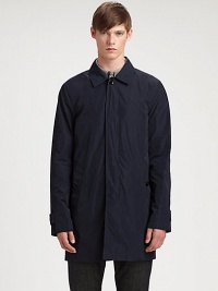 A timeless style with the clean, modern lines of a concealed button front.Concealed button frontSide button pocketsButton tabs on cuffsFully linedAbout 36 from shoulder to hemPolyesterMachine washImported A timeless style with the clean, modern lines of a concealed button front.Concealed button frontSide button pocketsButton tabs on cuffsFully linedAbout 36 from shoulder to hemPolyesterMachine washImported