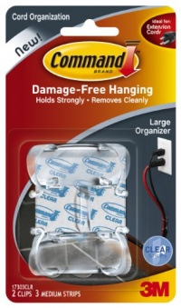 Command Large Cord Clips, Clear, 2-Clip