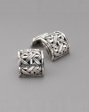 Sterling silver woven bamboo square cuff links. Handmade Imported