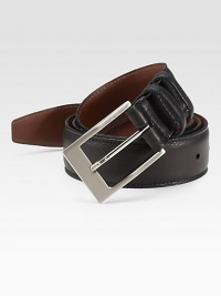 EXCLUSIVELY OURS. An essential piece for any man's wardrobe in soft, Italian calfskin leather. Nickel-plated buckle About 1¼ wide Made in USA EXCLUSIVELY OURS. An essential piece for any man's wardrobe in soft, Italian calfskin leather. Nickel-plated buckle About 1¼ wide Made in USA