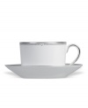 Inspired by the chic London neighborhood, the Waterford Sloane Square saucer is as chic and simple as its namesake, featuring a tailored band and platinum dot details. (Clearance)