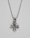 A classic box chain holds a richly textured sterling silver cross pendant, joined by a matching bale. Sterling silver Chain length, about 20 Pendant length, about 1¼ Lobster clasp Imported