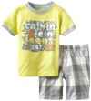 Calvin Klein Boys 2-7 Tee With Plaided Short Set, Yellow, 4T