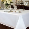 Classic and crisp white 100% cotton table linen with double banded barrata stitch. It compliments any patterned dinnerware for formal entertaining.